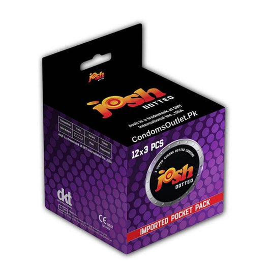 Josh Dotted Condoms Dispenser - For Extra Stimulation - Pack of 36