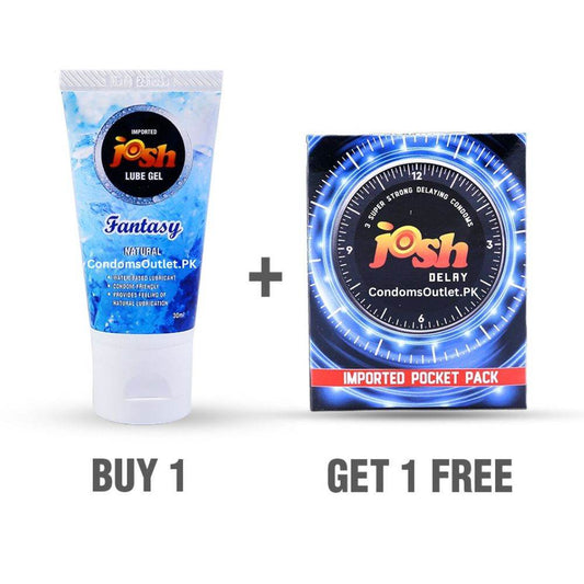 Josh Delay Condom & Fantasy Natural Lube for Endurance & Comfort