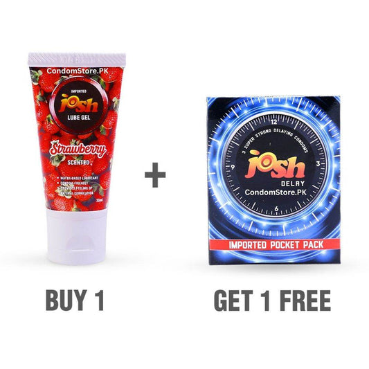 Josh Delay Condom & Strawberry Lube for Endurance & Fun