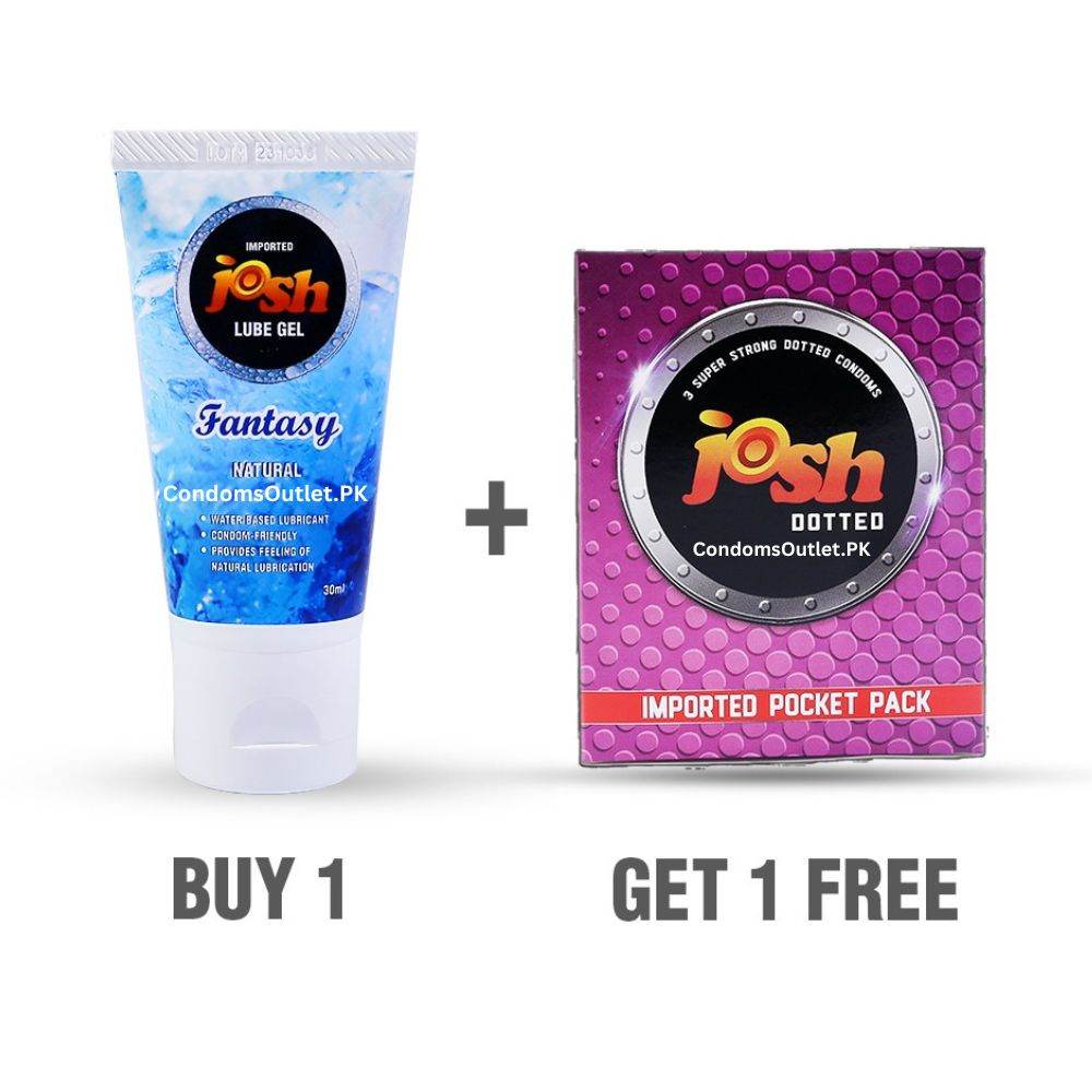 Josh Dotted Condom & Fantasy Natural Lube for Smooth Sensation
