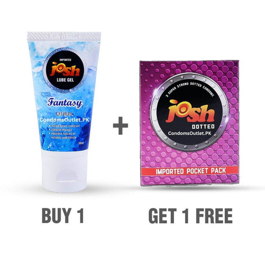 Josh Dotted Condom & Fantasy Natural Lube for Smooth Sensation