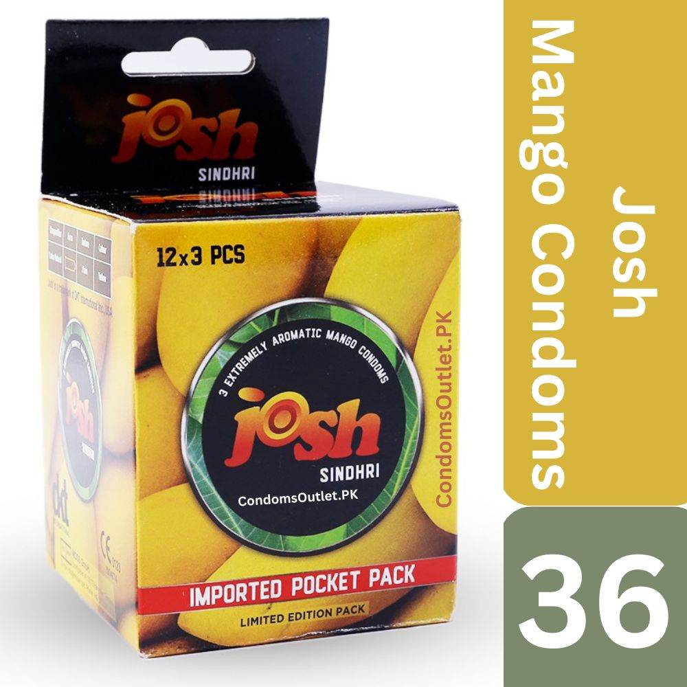 Josh Mango "Sindhari Aam" Condoms for Flavored Fun - 36 Pack Dispenser