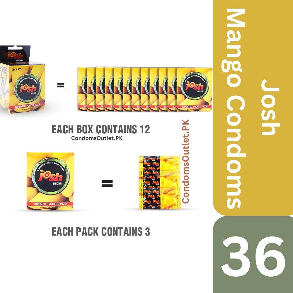 Josh Mango "Sindhari Aam" Condoms for Flavored Fun - 36 Pack Dispenser