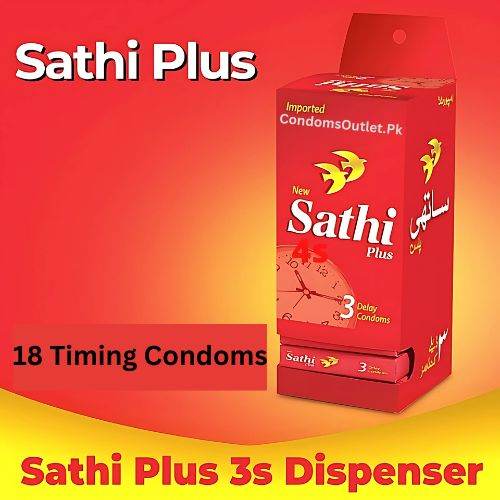 Sathi Plus Delay Condoms Dispenser - For Extended Pleasure - Pack of 18