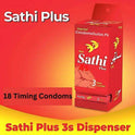Sathi Plus Delay Condoms Dispenser - For Extended Pleasure - Pack of 18