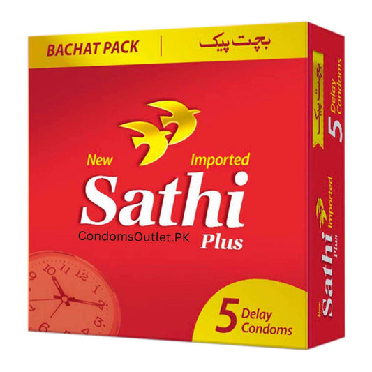 Sathi Plus Delay Condoms - For Extended Pleasure - Pack of 5